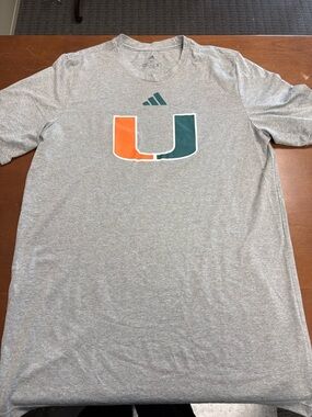 adidas Gray Miami Hurricanes Split U Logo Tee in Orange and Green